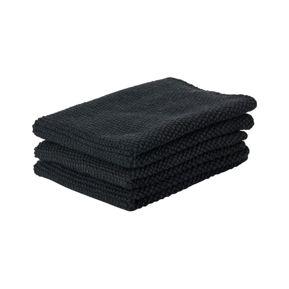 Set s 3 crne pamučne kuhinjske krpe Zone Prado, 27 x 27 cm