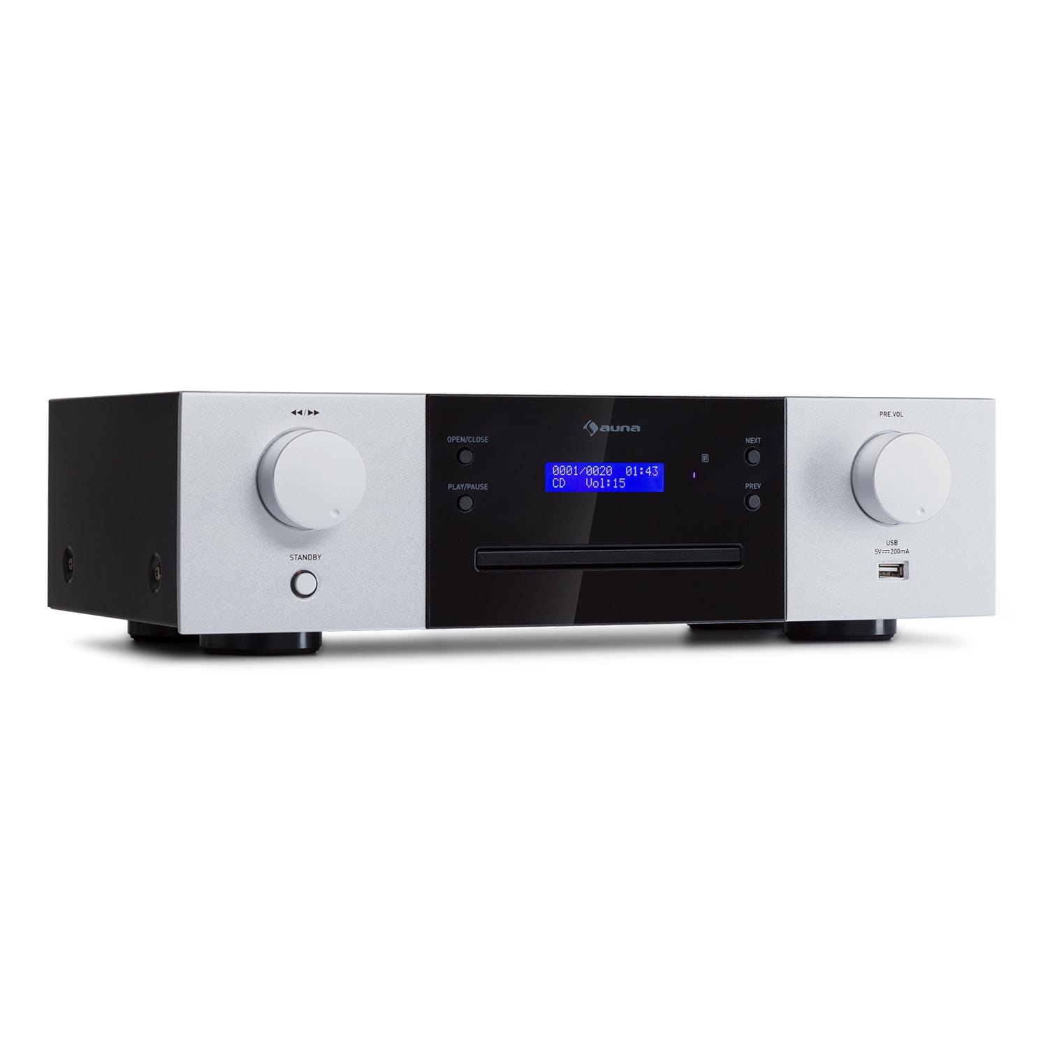 Auna CD-1000 DG, CD player, USB, MP3, daljinski, LED zaslon, aluminij