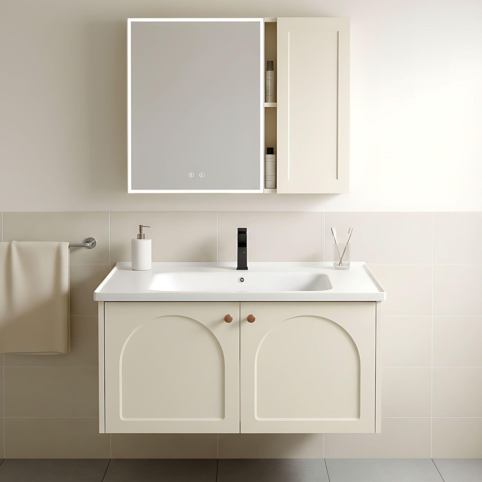 Set kupaonskog namještaja s umivaonikom Denver 80cm Creme