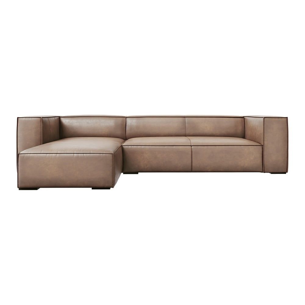 Svijetlosmeđa kožna kutna garnitura (lijevi kut) Madame - Windsor & Co Sofas