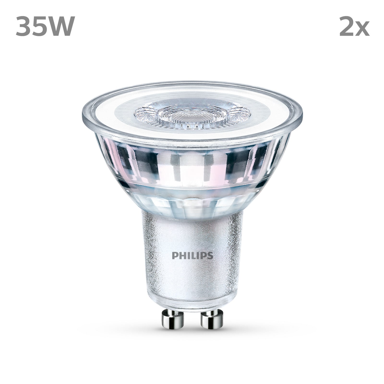 Philips LED svjetiljka GU10 3,5 W 255 lm 827 prozirna 36° pakiranje od 2