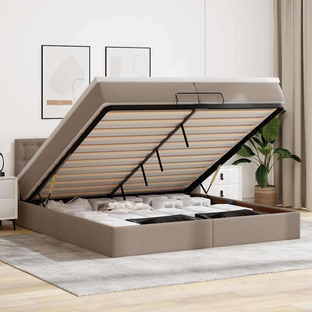 Okvir kreveta s madracima cappuccina 200x200 cm umjetna koža