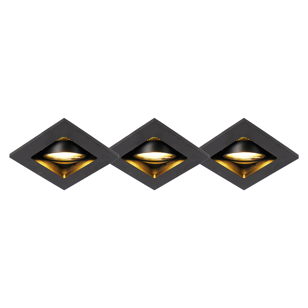 Set od 3 modernih ugradnih reflektora crnih podesiv - Qure