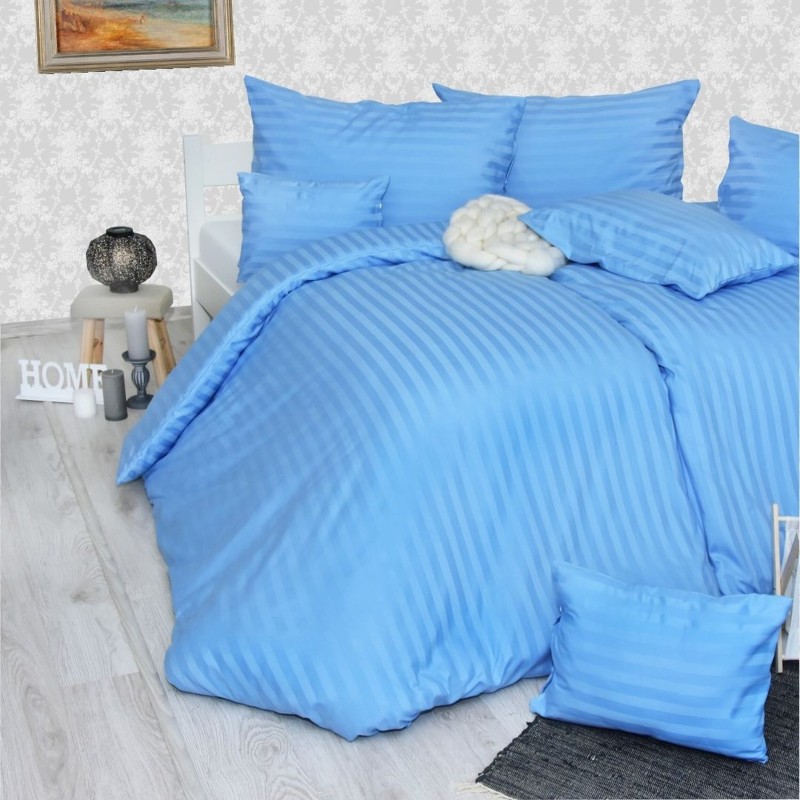 Posteljina od damasta plava EMI, Standardni krevet za jednu osobu uključuje 1x 140x200 + 1x 70x90