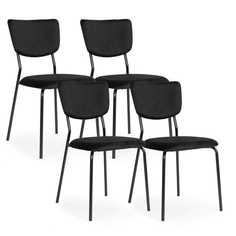 Set od 4 crne baršunaste blagovaonske stolice