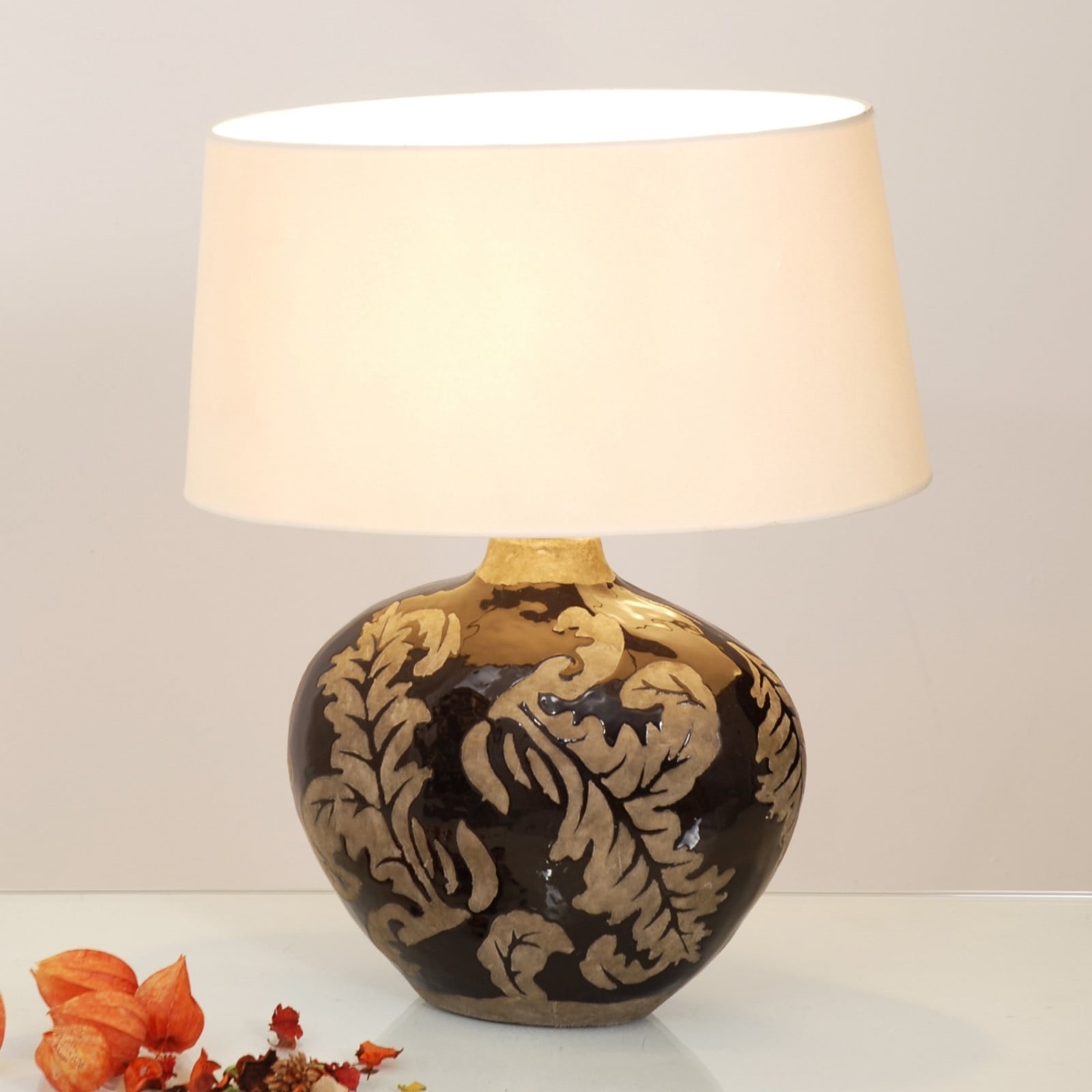 Toulouse ovalna stolna lampa, visina 43 cm, crna