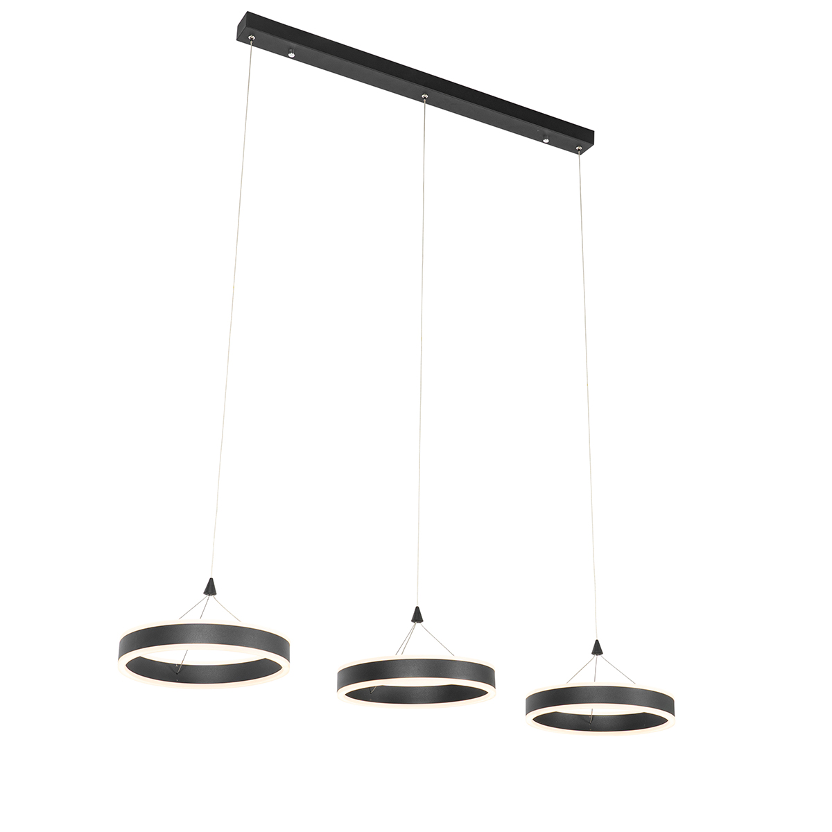 Osvjetljenje za viseće lampe crno pravokutno uključujući LED s 3-stupanjskim prigušivačem 3 svjetla - Lyani
