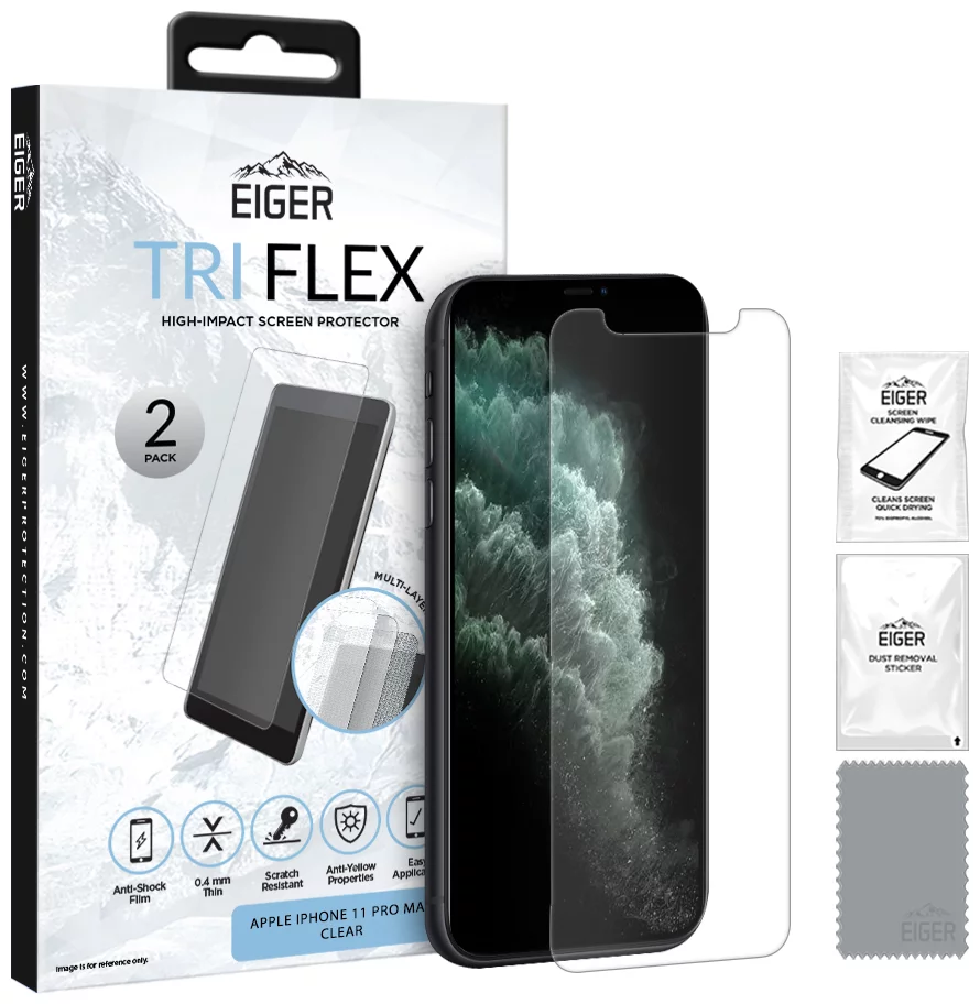 Zaštitna folija Eiger Tri Flex High-Impact Film Screen Protector (2 Pack) for Apple iPhone 11 Pro Max/XS Max Clear (EGSP00529)