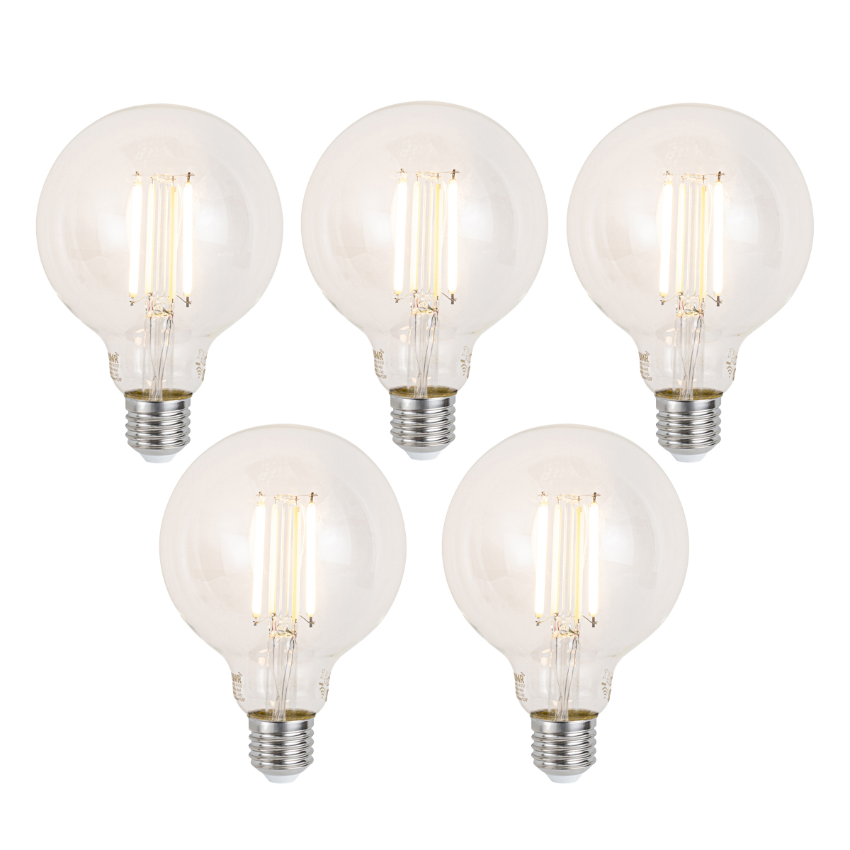 Set od 5 Smart E27 Prigušne LED žarulje G95 Prozračne 7W 806lm 2700-6500K