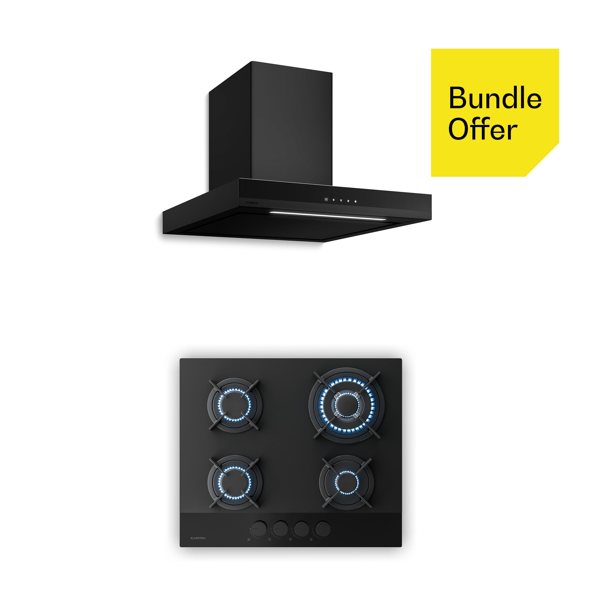 Klarstein Velaire plinski štednjak + Velaire kamin-napa | Minimalistički i elegantno | 60 cm