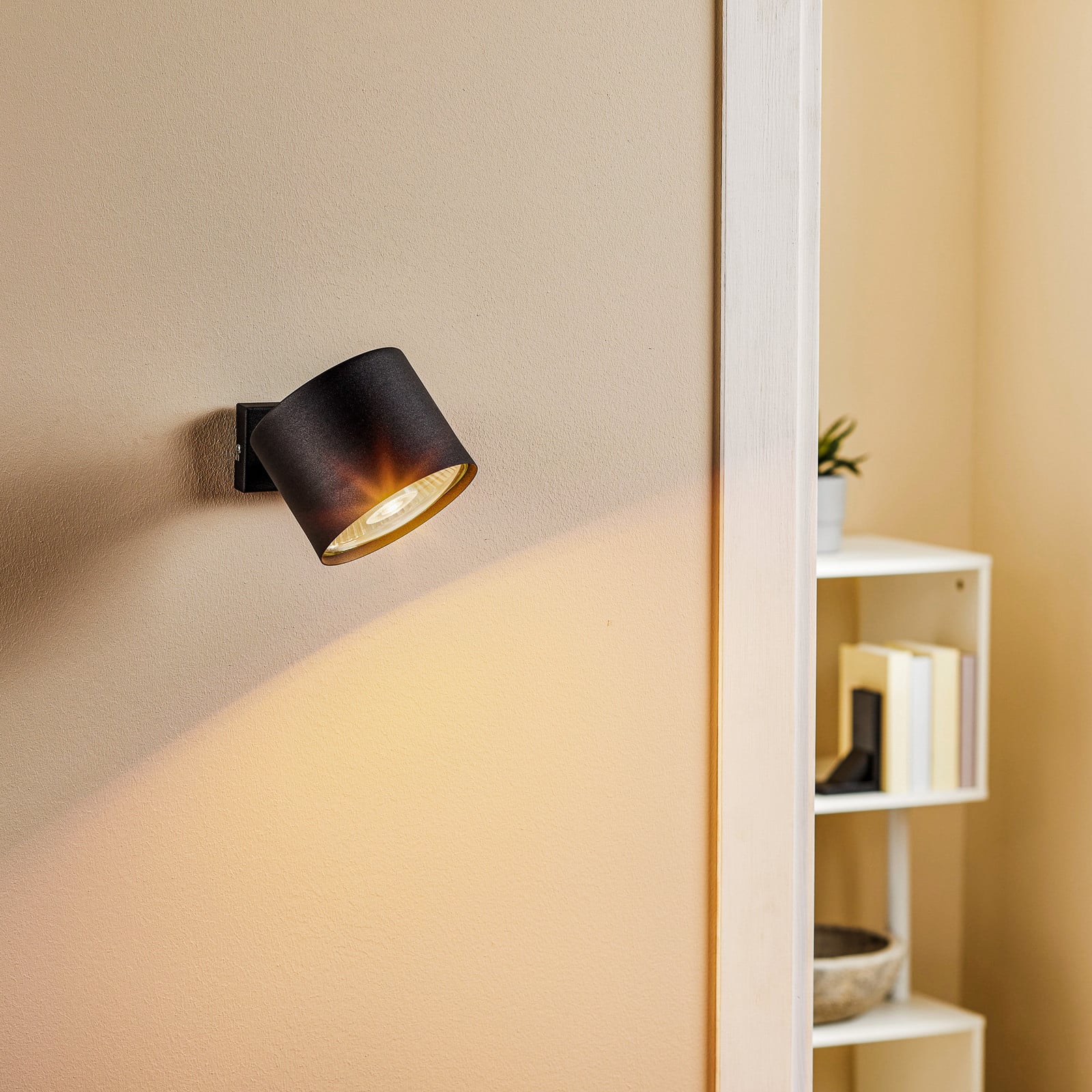 Zidni reflektor Bot, crni, pomični