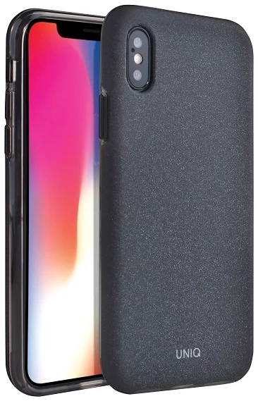 Maska UNIQ Lithos iPhone Xs Max charcoal black (UNIQ-IP6.5HYB-LITGBLK)