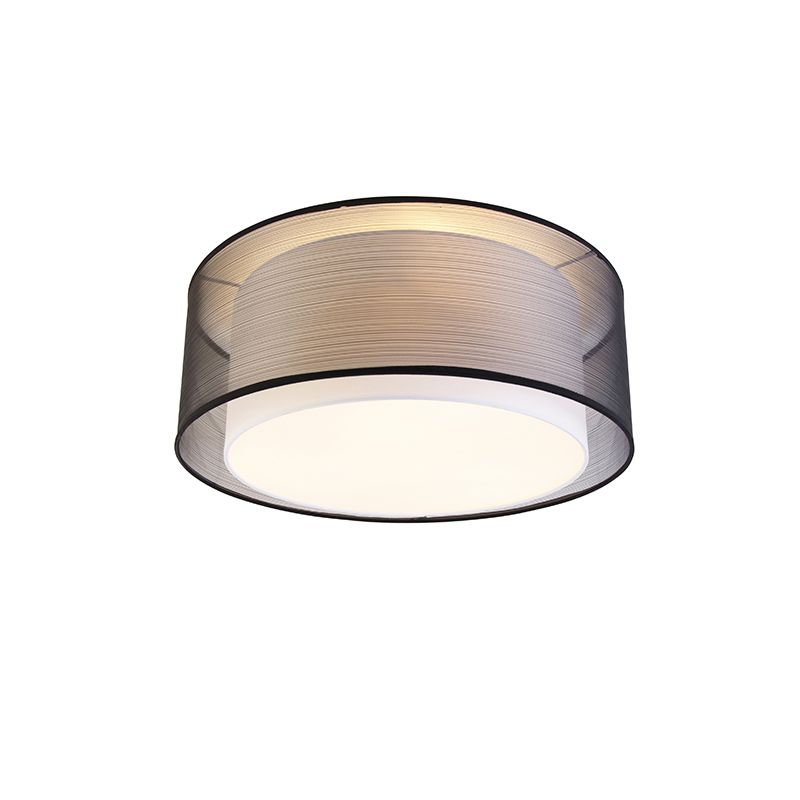 Moderna stropna svjetiljka crna s bijelom 50 cm 3-svjetla - Drum Duo