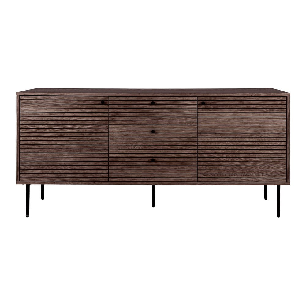 Tamno smeđa niska komoda u dekoru hrasta 150x74 cm Kyoto – House Nordic