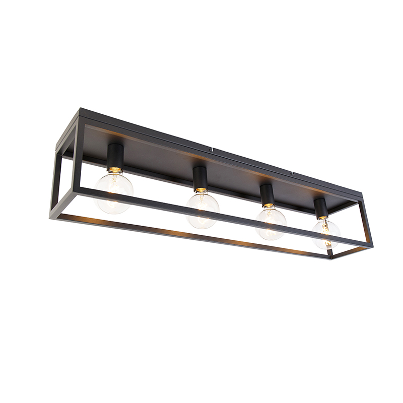 Industrijska stropna svjetiljka crna 99,5 cm 4-svjetla - Cage