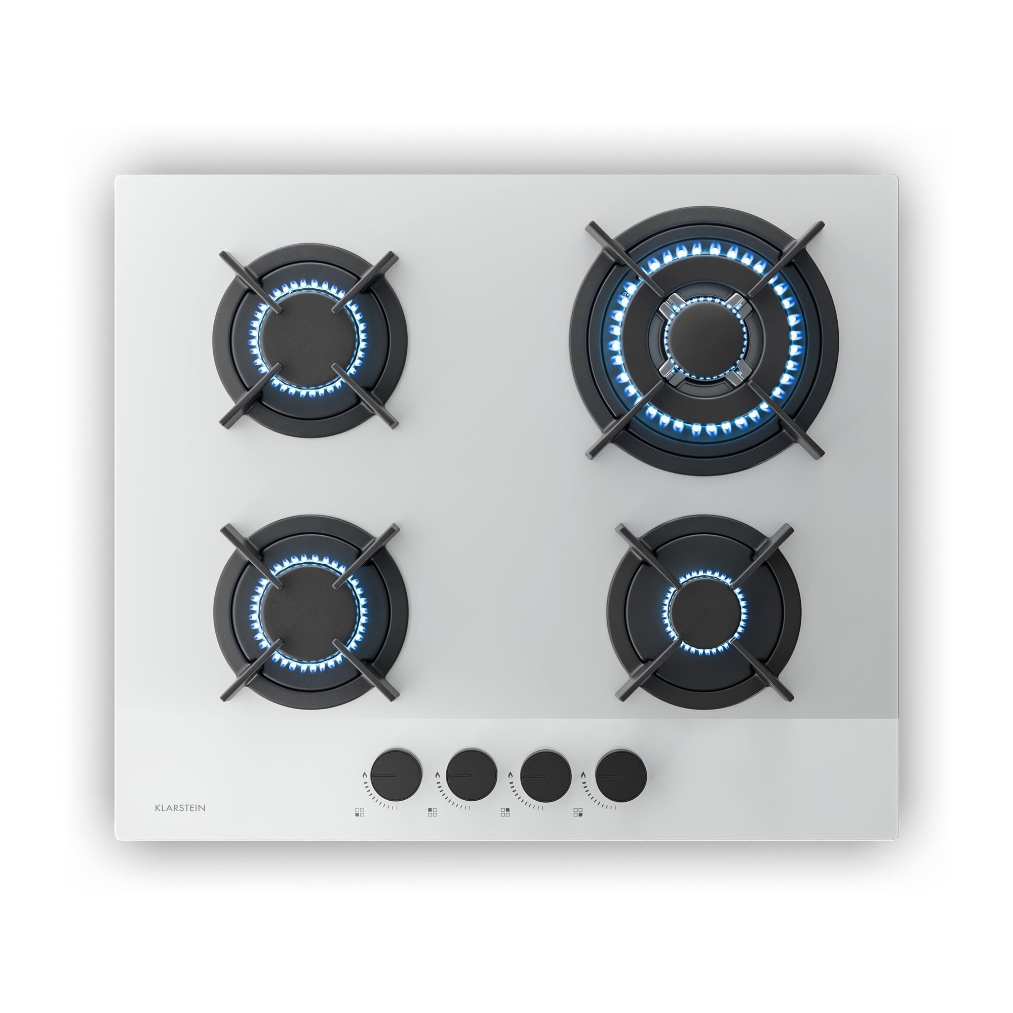 Klarstein Velaire plinska ploča za kuhanje, 4 plamenika s električnim paljenjem, kompatibilna s prirodnim plinom i ukapljenim naftnim plinom, 8000 W, 60 cm