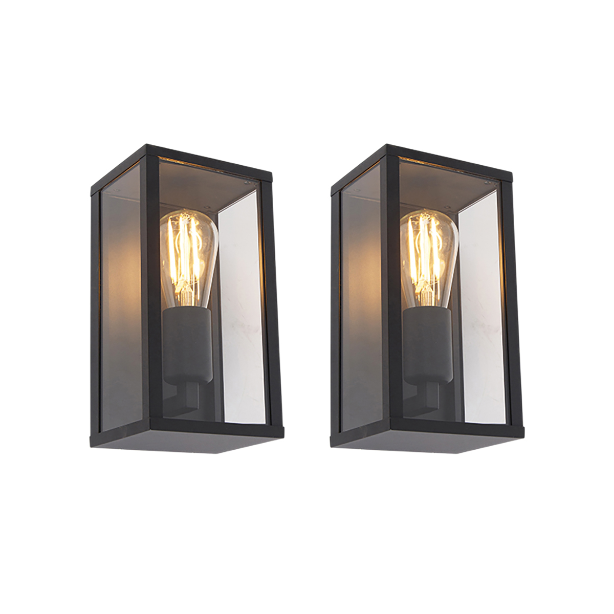 Set od 2 industrijskih zidnih svjetiljki crne 26 cm IP44 - Charlois