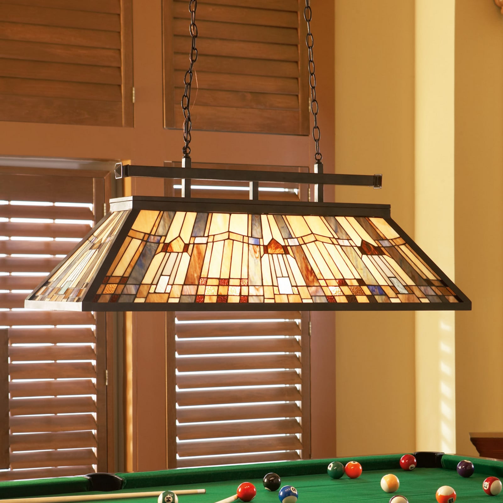 Inglenook viseća svjetiljka sa šarenim staklom, L 121 cm