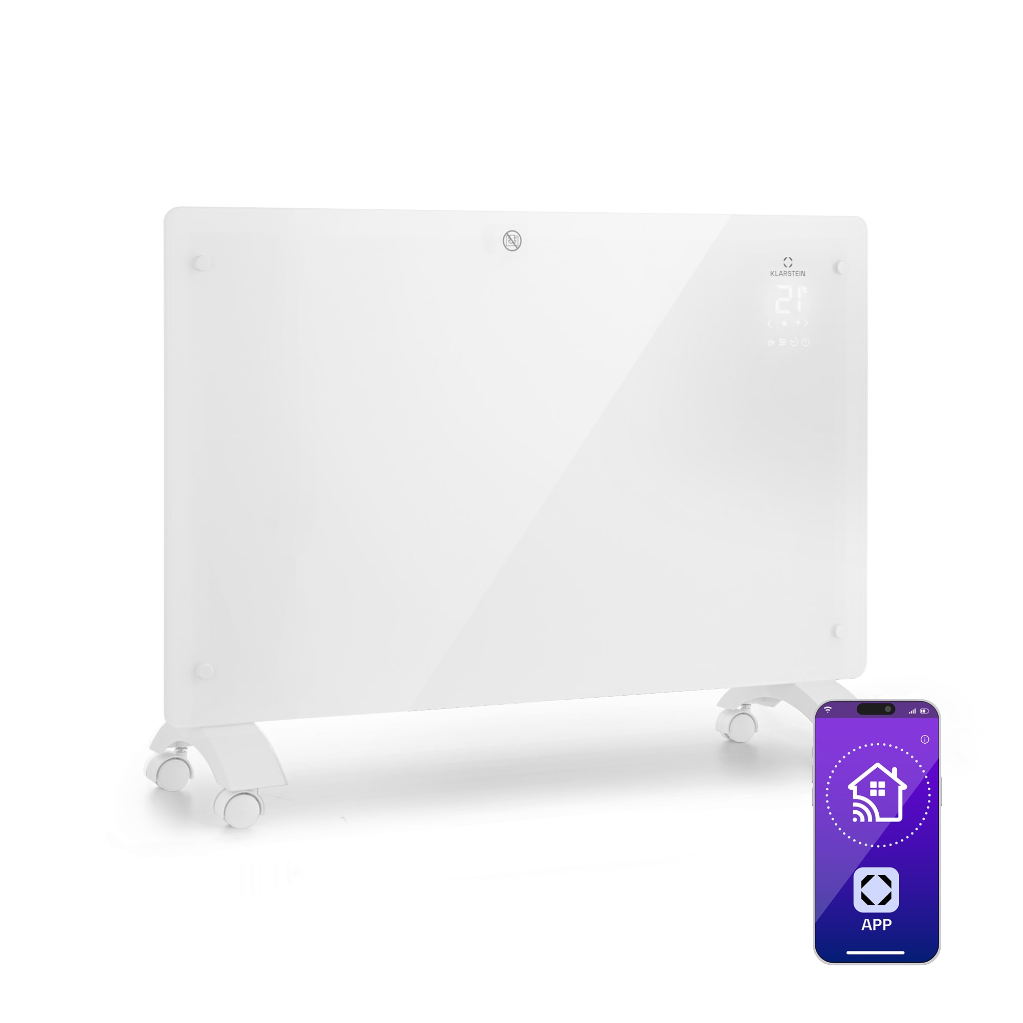 Klarstein Bansin Crystal Smart, konvektorska grijalica, 1500 W, 5 - 50 °C, upravljanje aplikacijom