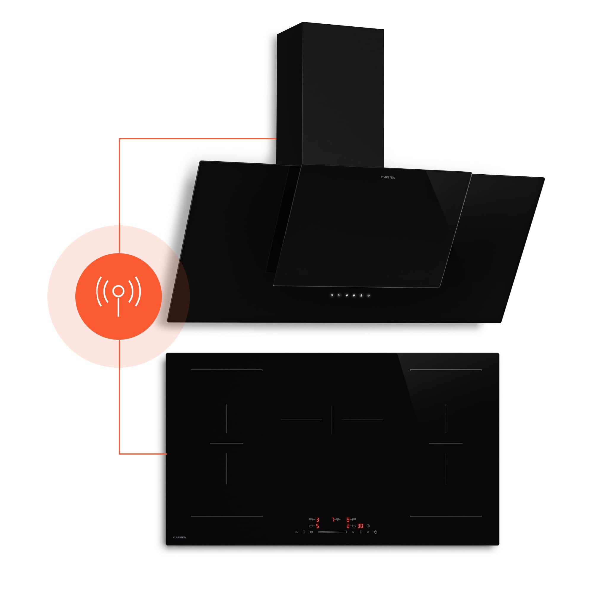 Klarstein Indukcijska ploča za kuhanje HaloSync s napom | 5 zona za kuhanje | 11400 W | 632 m³/h | 90 cm
