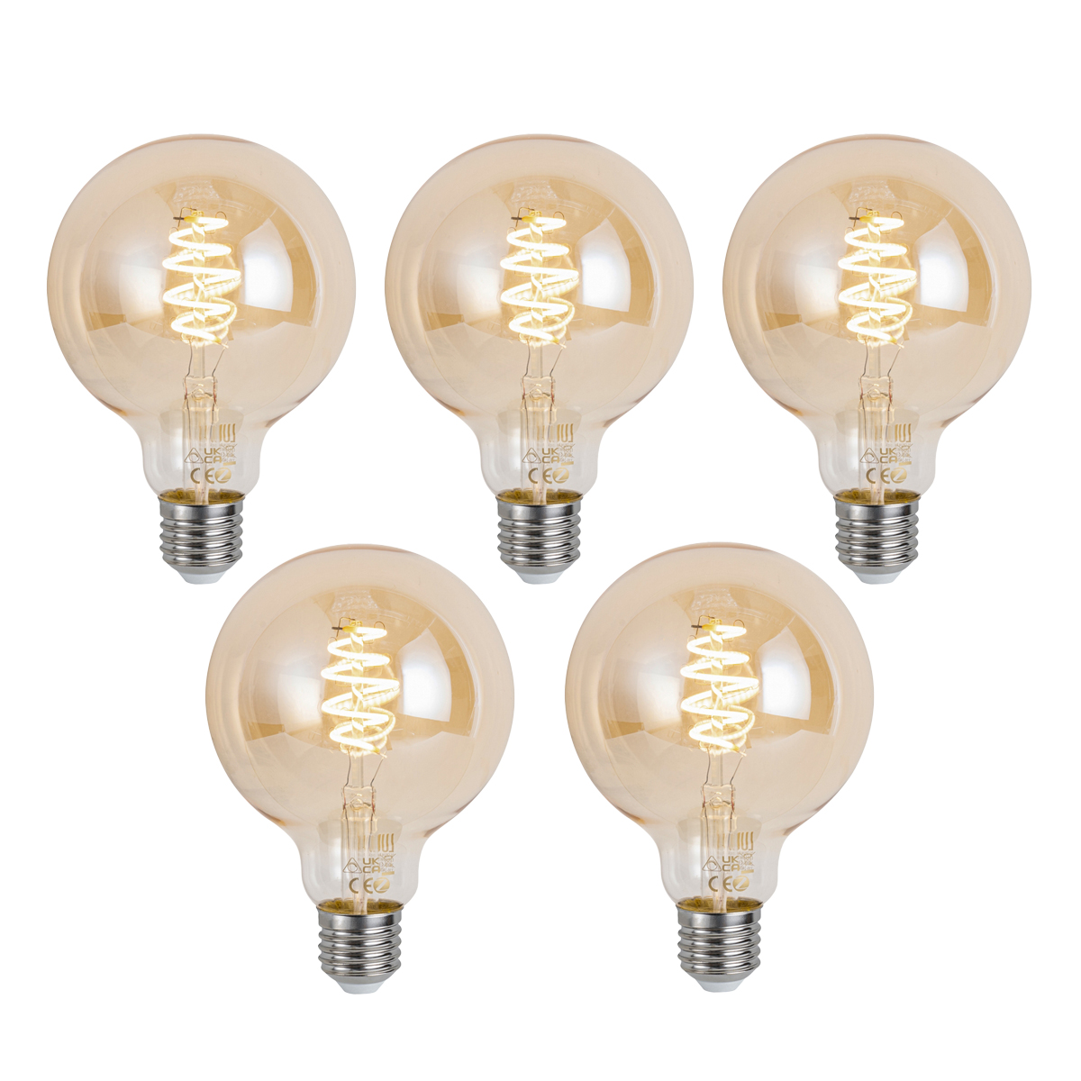 Set od 5 pametnih E27 prigušivih LED žarulja G95 Amber 4.9W 320 lm 2500K Zigbee