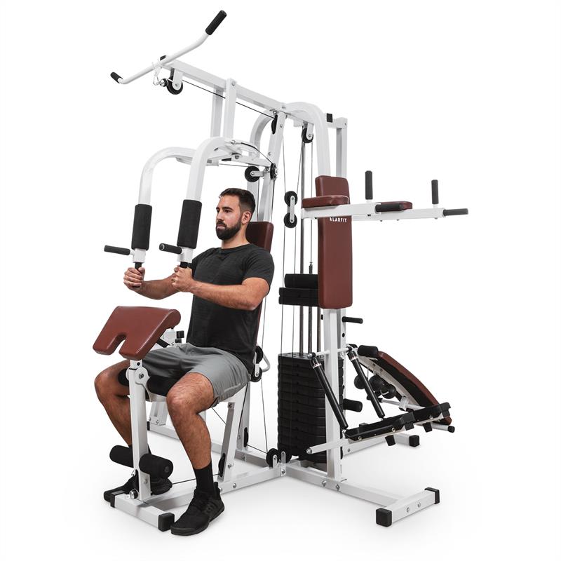 KLARFIT Ultimate Gym 9000, fitness stanica, 7 sjedećih mjesta, do 150 kg, QR čelik, bijeli