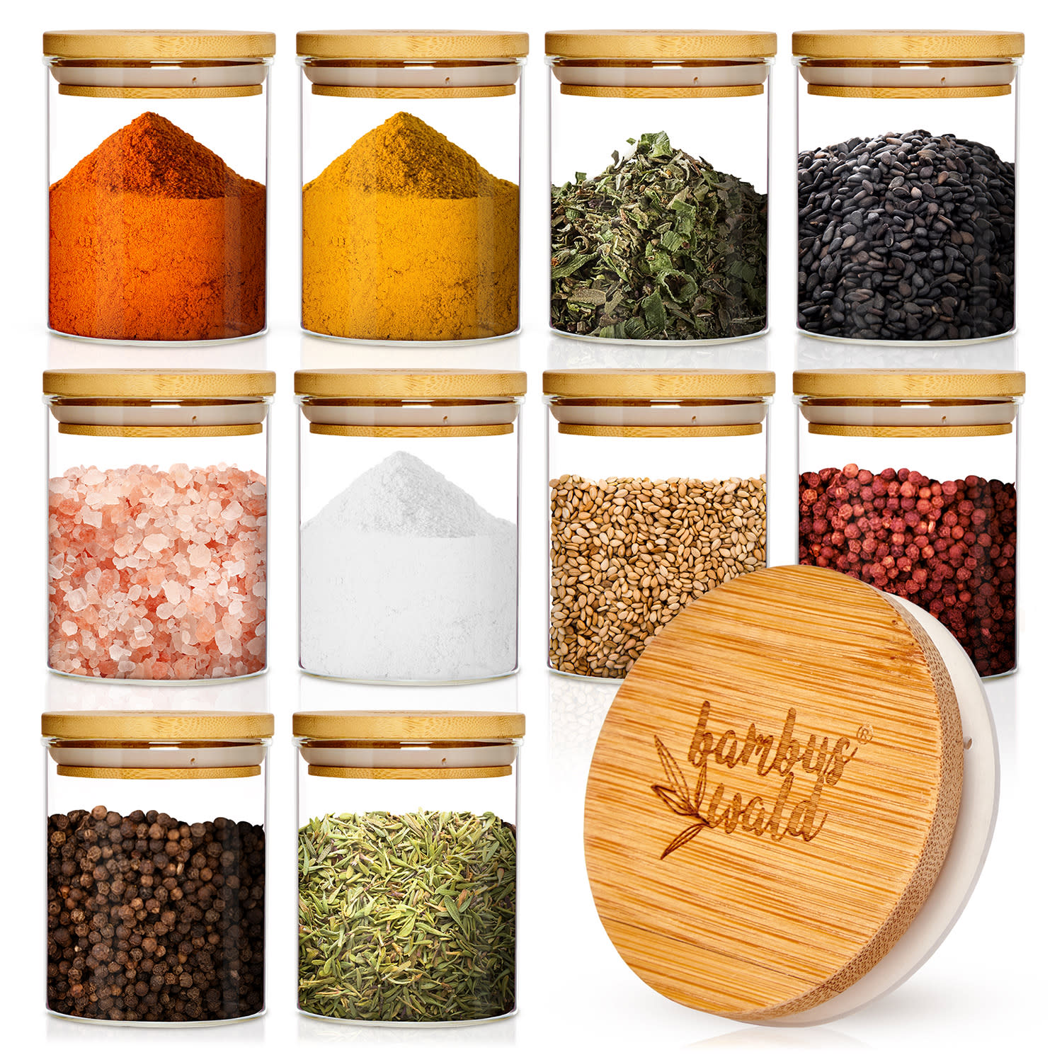 Klarstein Okrugle šalice, bambusov poklopac, 10 komada, svaki od 150 ml, hermetički zatvoreni