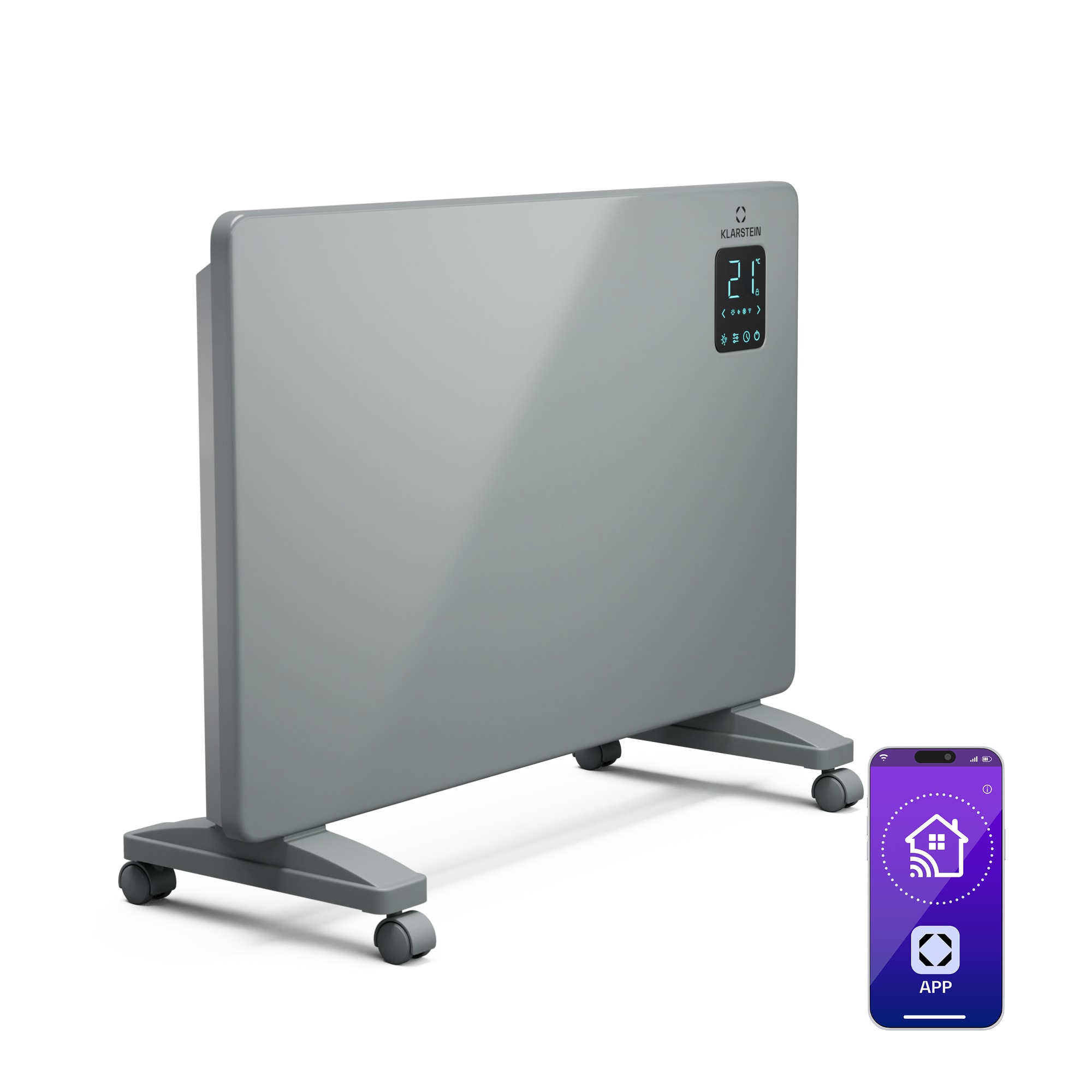 Klarstein Bansin Smart 1500 konvekcijska grijalica, 1500 W, Aplikacija, 5- 50 °C, LED zaslon, Zaslon osjetljiv na dodir