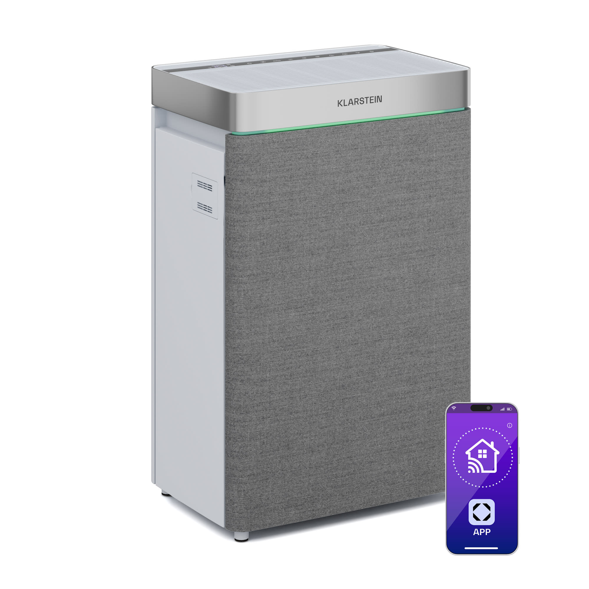 Klarstein AireLux Smart, pročišćivač zraka i ovlaživač zraka 2 u 1, CADR 400 m³/h, siva boja