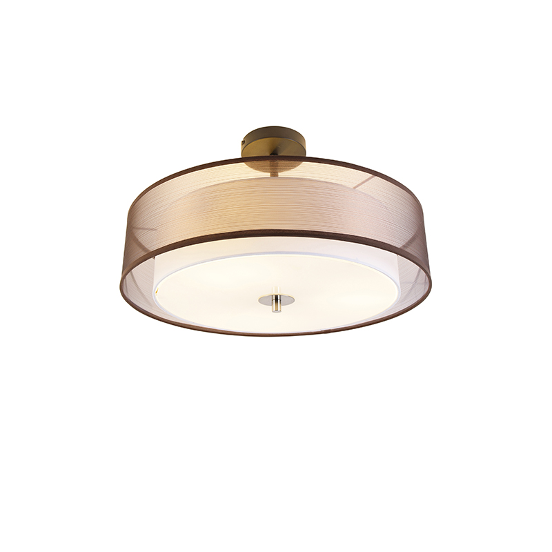 Moderna stropna svjetiljka smeđa i bijela 50 cm 3-svjetla - Drum Duo