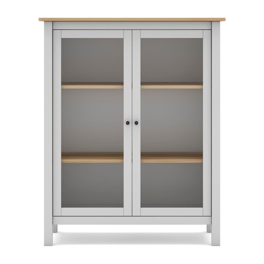 Bijela/natur vitrina od borovine 90x110 cm Misti - Marckeric