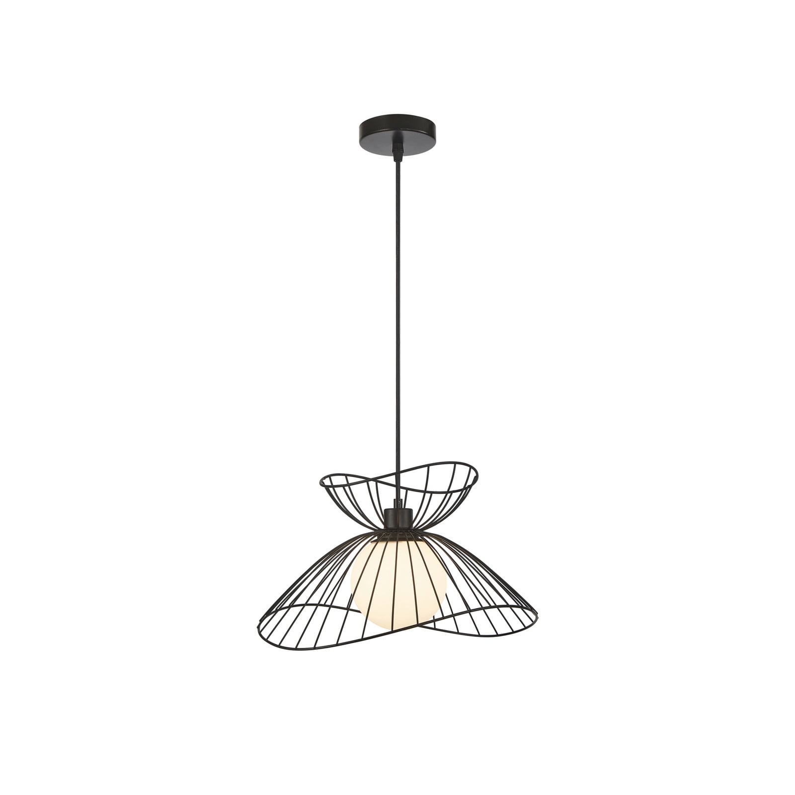 Viseća svjetiljka Belinda sa staklenim sjenilom, crna