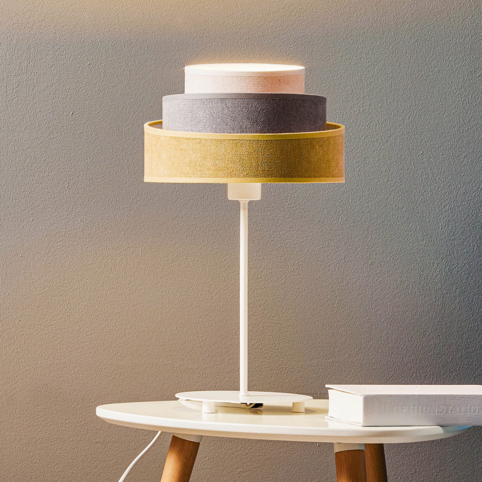 Stolna lampa pastel trio senf/siva/svijetlo siva H 50cm