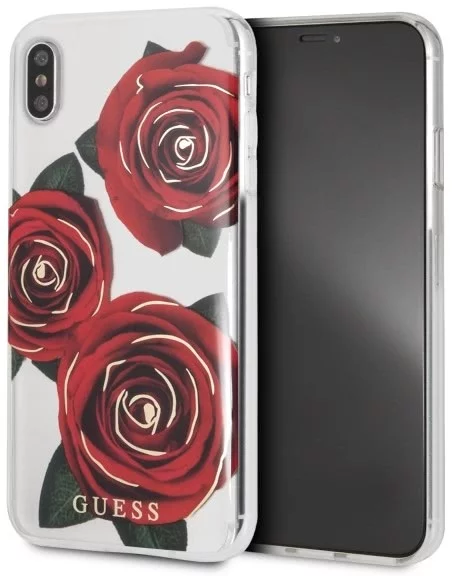 Maska Guess iPhone Xs Max Transparent Hard Case Flower Desire Red Roses (GUHCI65ROSTR)