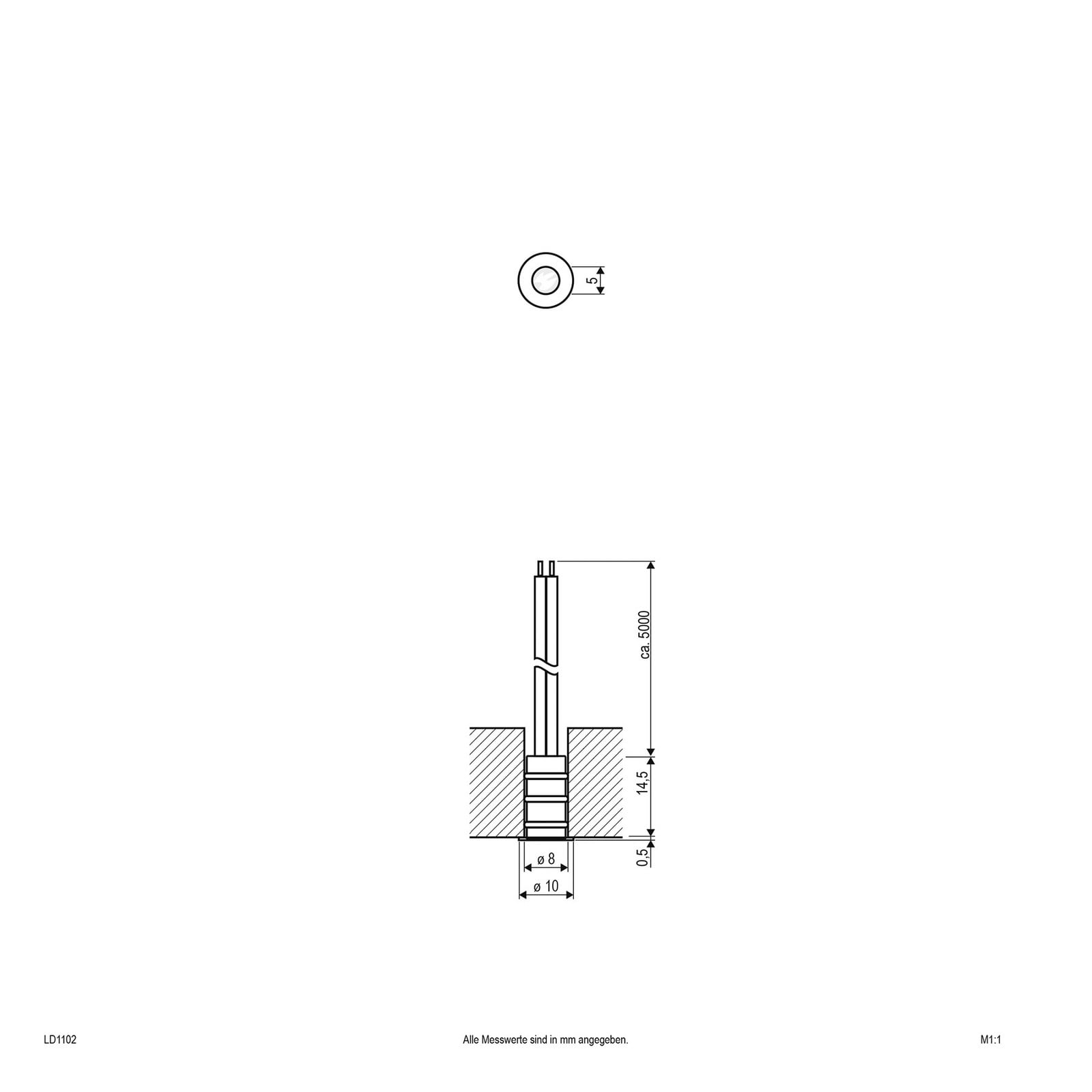 EVN LD1102 ugradna svjetiljka 12V IP68 Ø1cm 0,1W 830
