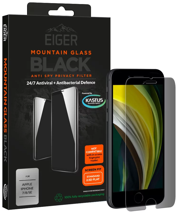 Zaštitno staklo Eiger Mountain BLACK Anti Spy Privacy Glass Screen Protector for Apple iPhone SE(2020)/8/7