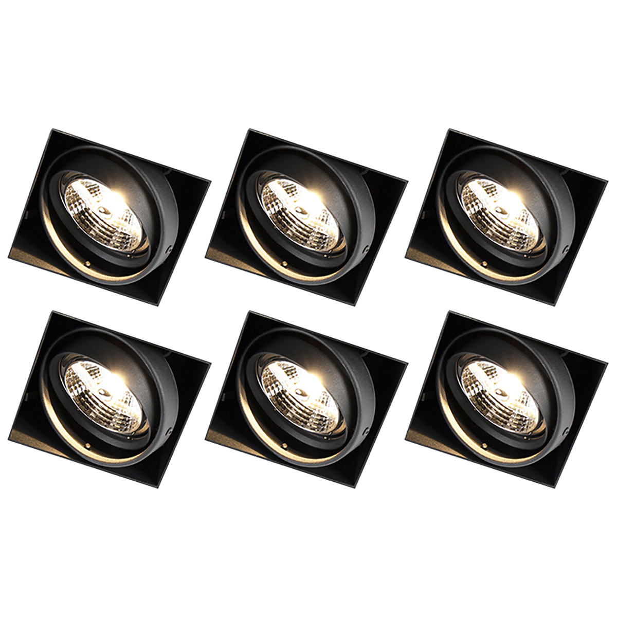 Set od 6 ugradbenih reflektora crni GU10 AR70 bez okvira - Oneon