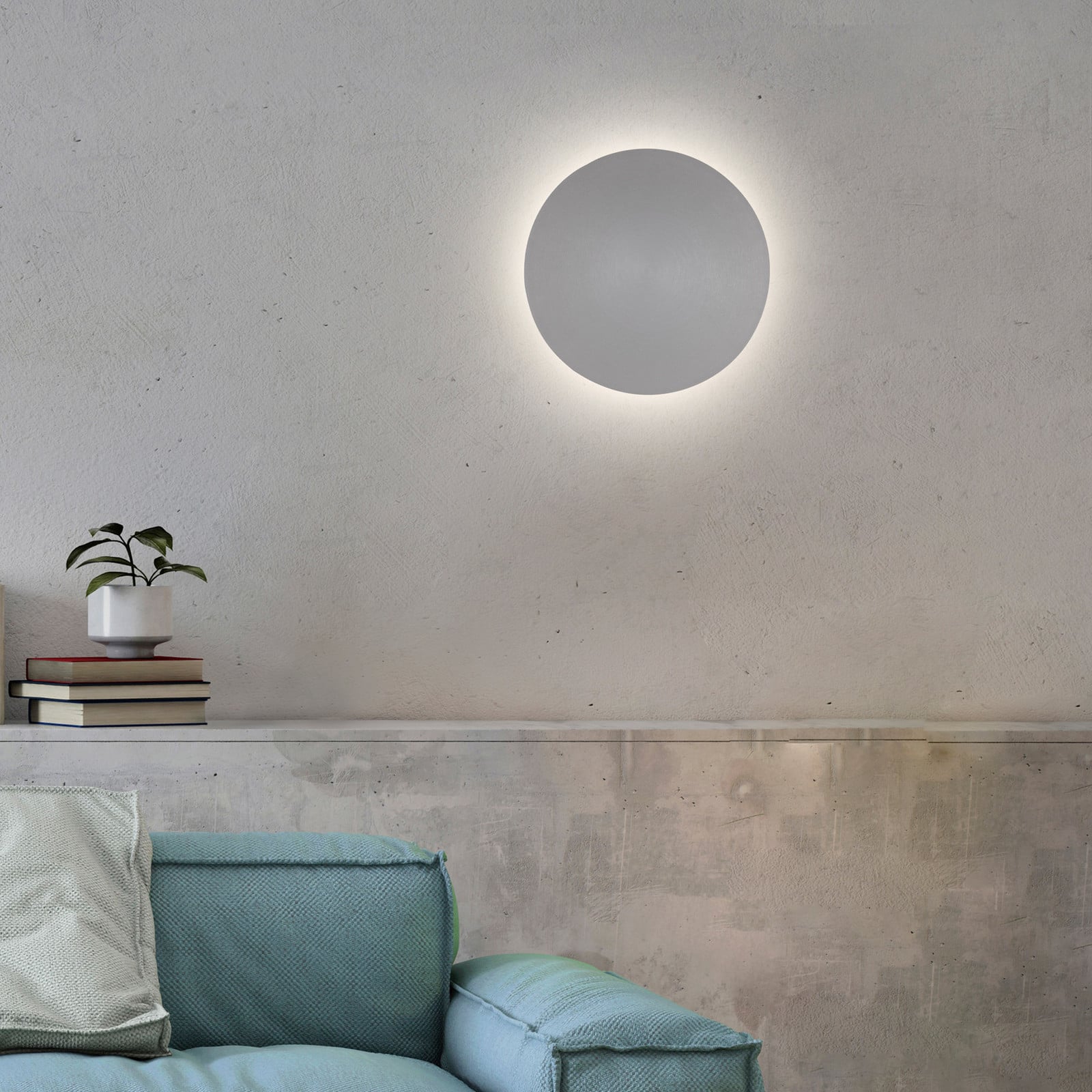 LED zidna baterijska lampa Puntua Ø 25 cm siva
