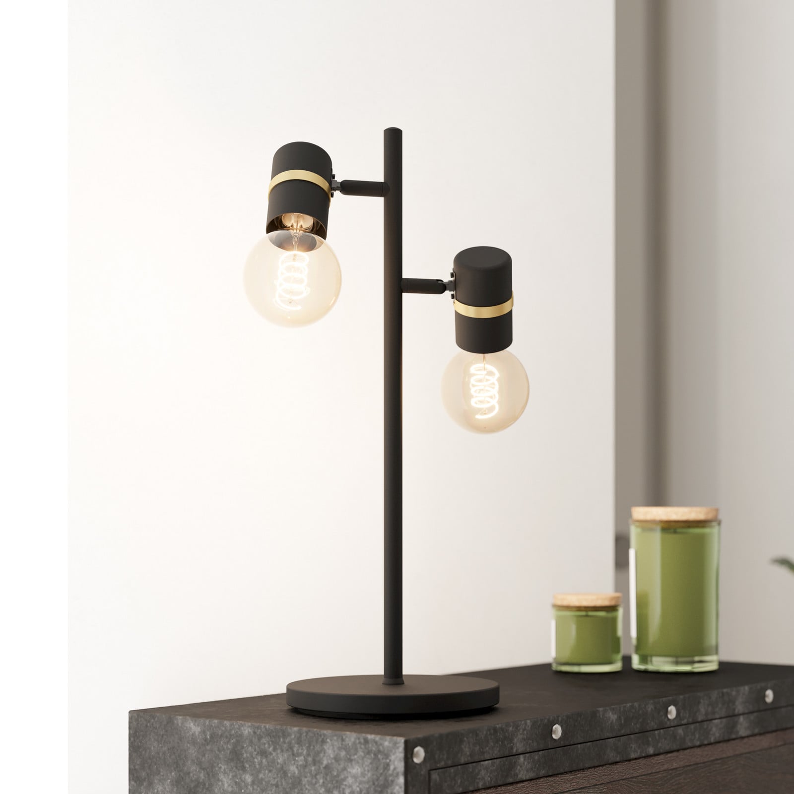 Lurone stolna lampa, crna, dvije žarulje