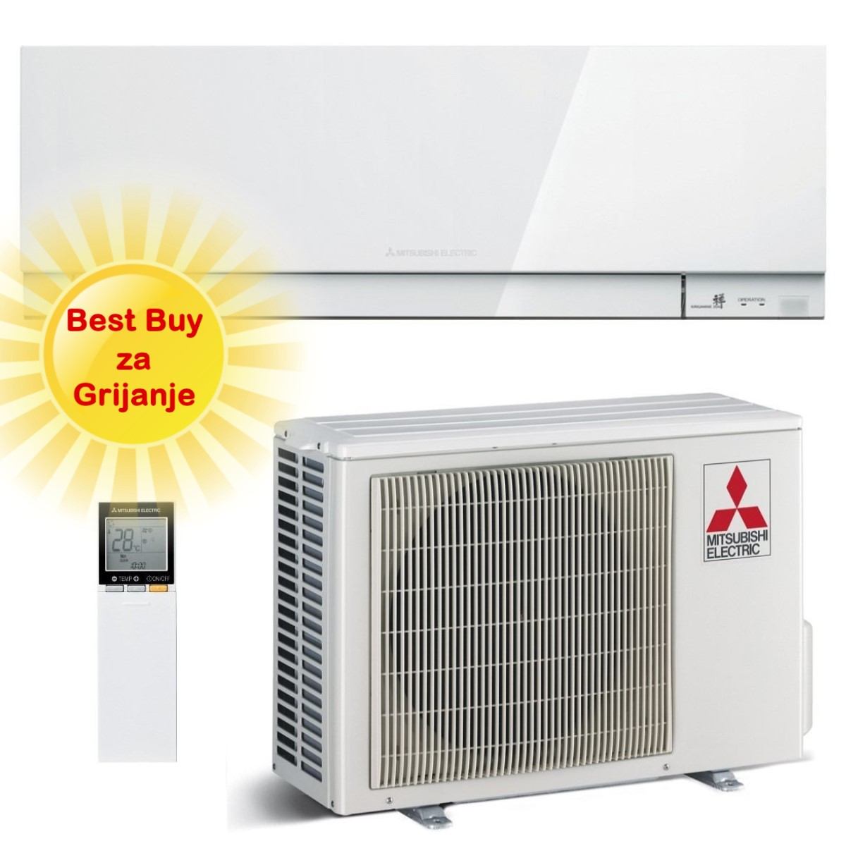 Mitsubishi Electric Klima Uređaj 2,5Kw Msz-Ef25Vgkw/Muz-Ef25Vg R