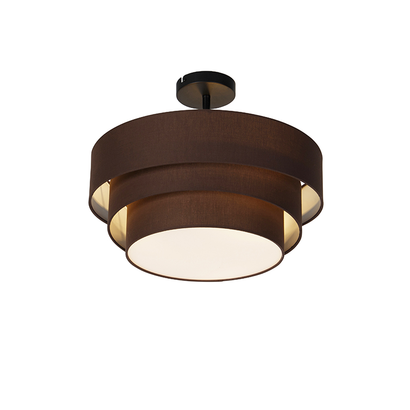 Moderna stropna svjetiljka smeđa 45 cm 3-svjetla - Drum Trio