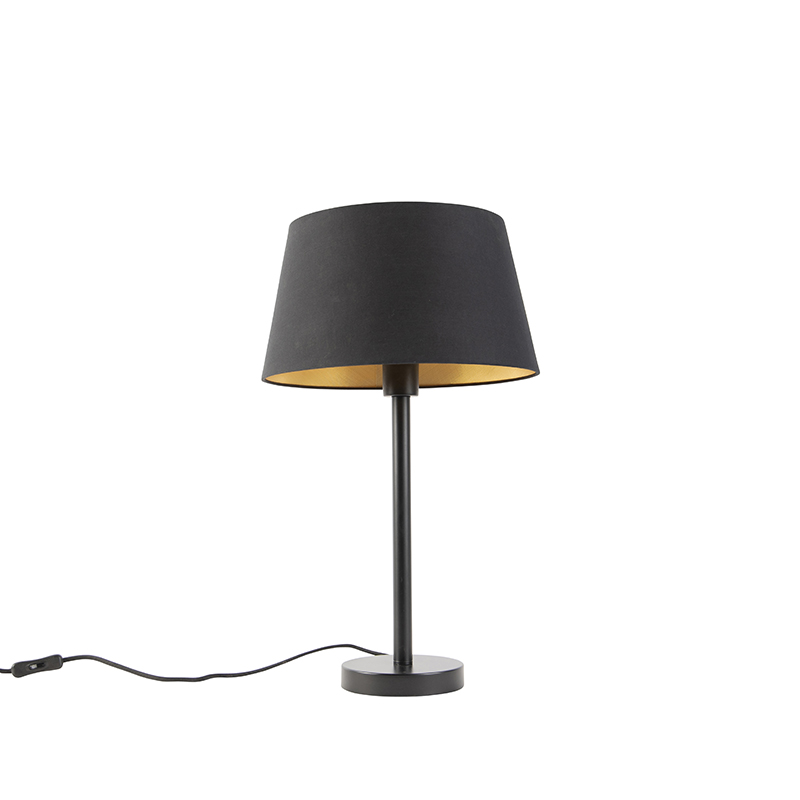 Klasična stolna svjetiljka crna s crnim sjenilom 32 cm - Simplo