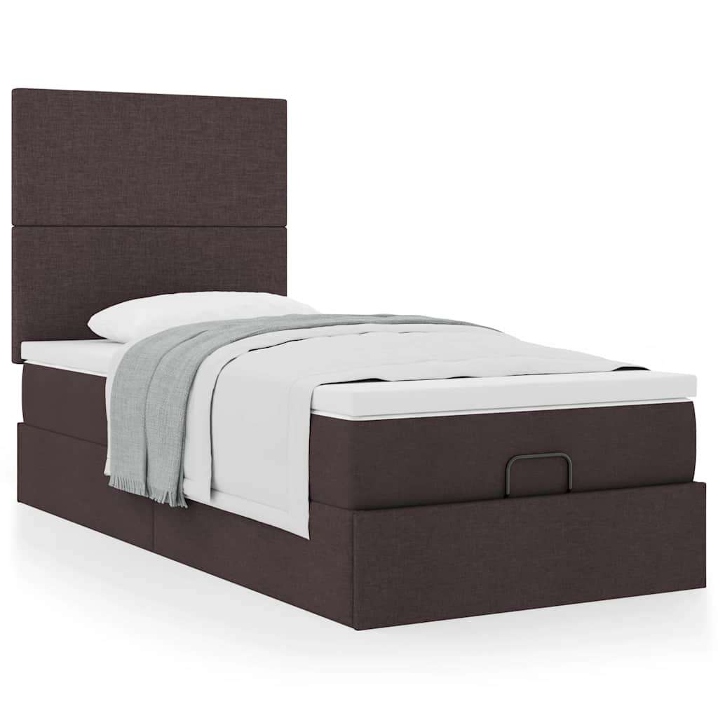 Otomanski okvir kreveta s madraca tamnosmeđi 80x200cm tkanine