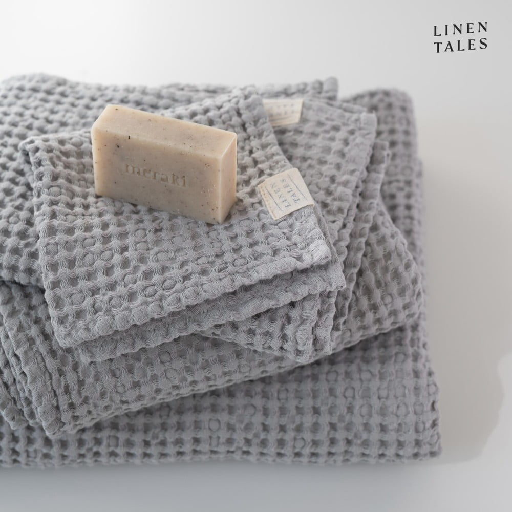 Svijetlo sivi ručnik 50x70 cm Honeycomb - Linen Tales