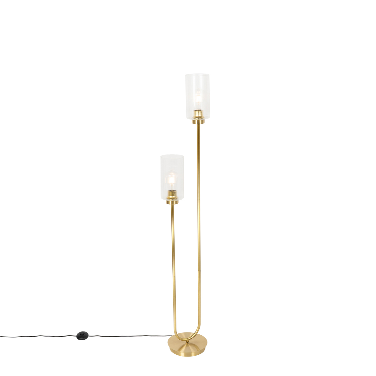 Podna lampa u stilu art deco zlatna sa staklom 2 svjetla - Laura
