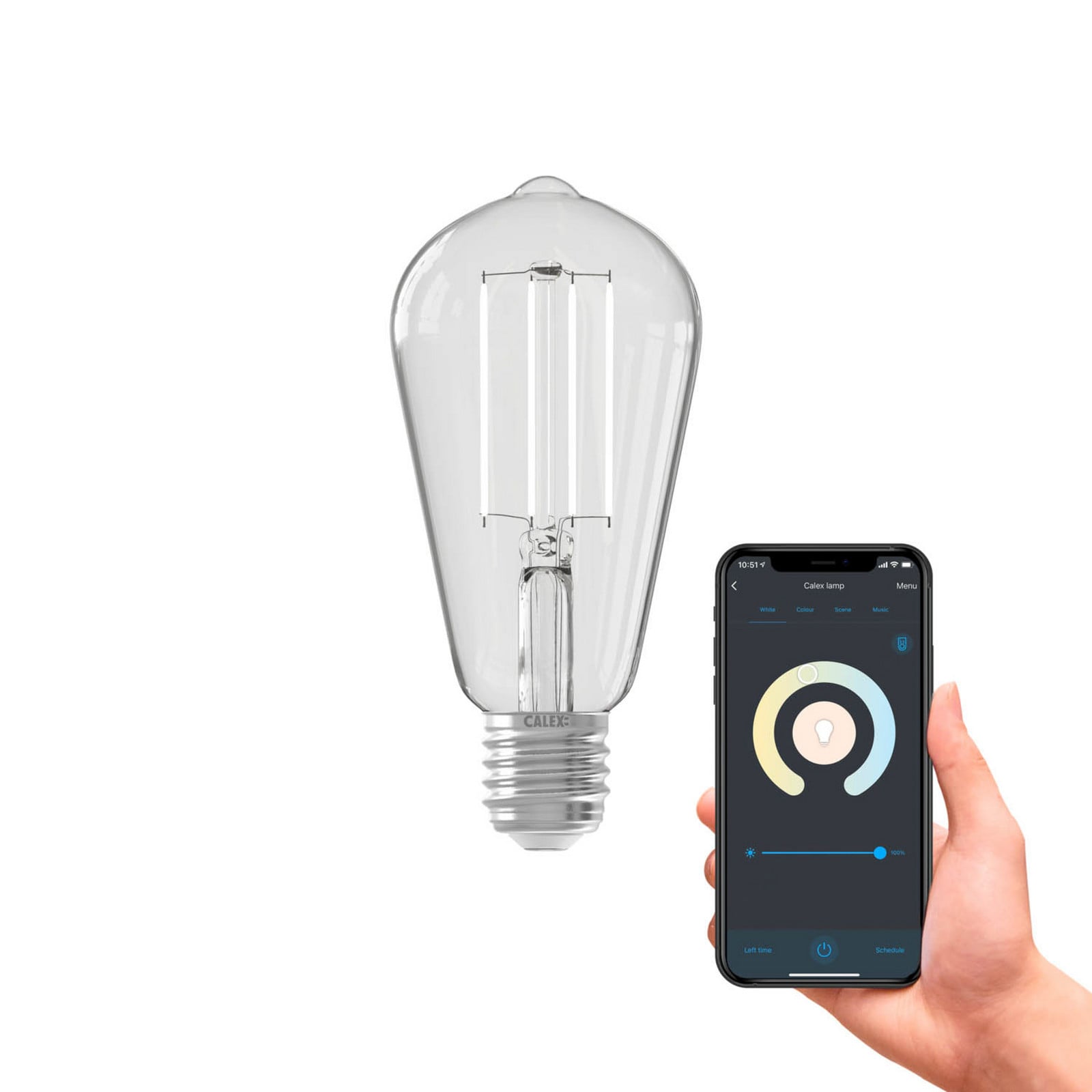 Calex Smart E27 ST64 LED 7W žarna nit 1800-3000K