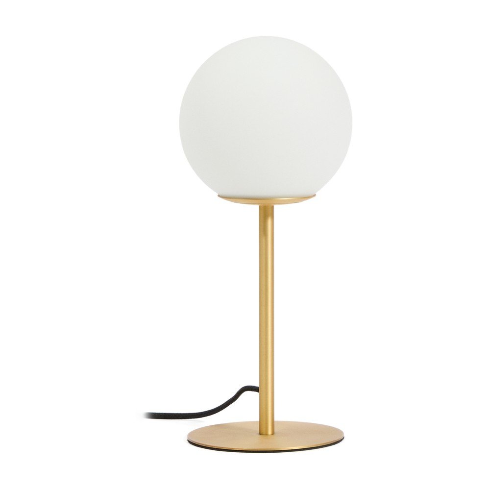 Bijela/u zlatnoj boji stolna lampa sa staklenim sjenilom (visina 35 cm) Brisia – Kave Home