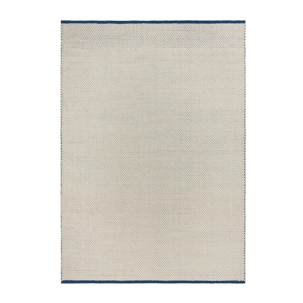 Plavi/bež ručno rađen vunen tepih 140x200 cm Lenu – noo.ma