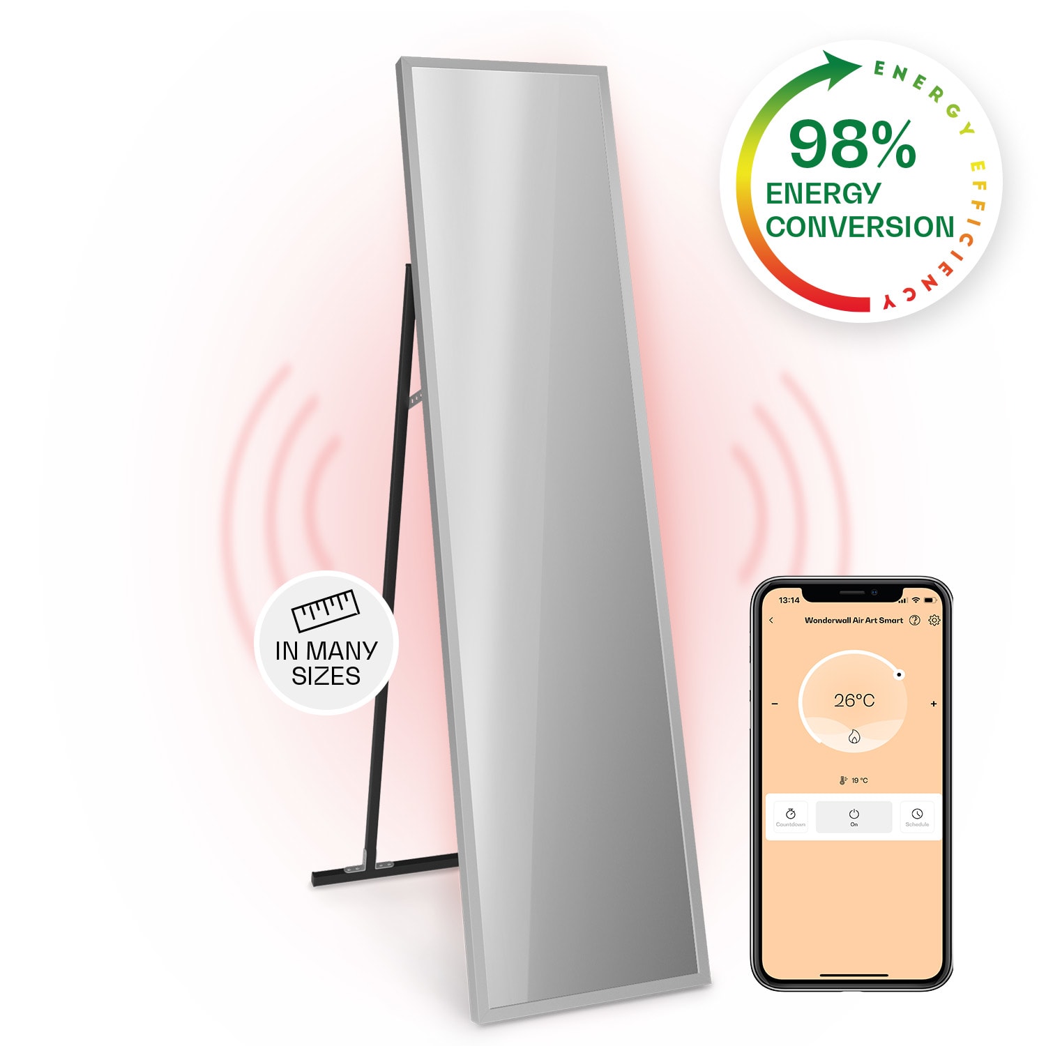 Klarstein La Palma 900 pametni infracrveni grijač konvektor 40 x 160cm 900W stalak za ogledalo