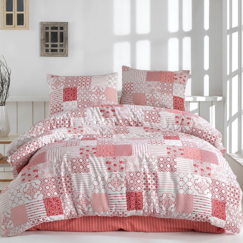 Pamučna posteljina Velvet crvena EMI, Standardni krevet za jednu osobu uključuje 1x 140x200 + 1x 70x90
